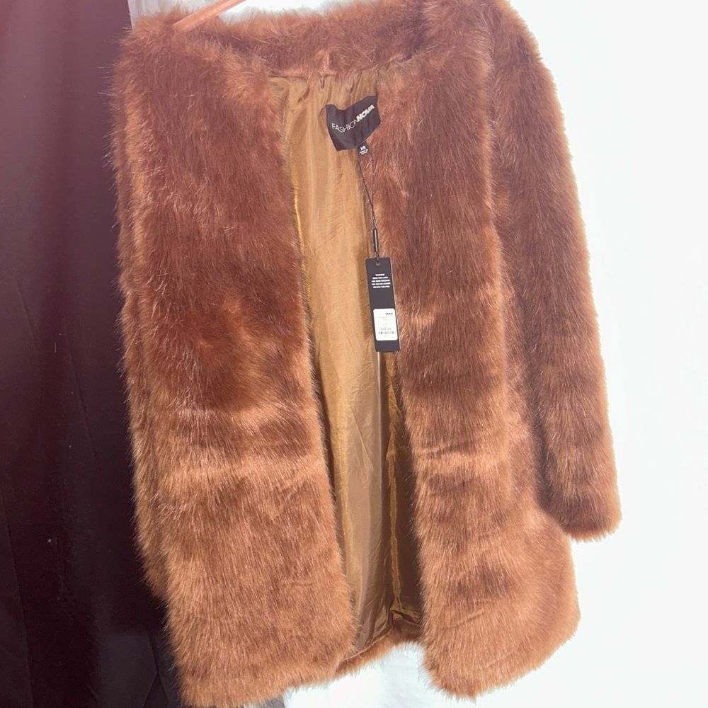 Fashion Nova Brown Faux Fur Coat | Womens XS